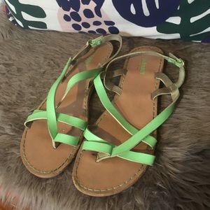 Lime green strappy flat sandals**3/$20**